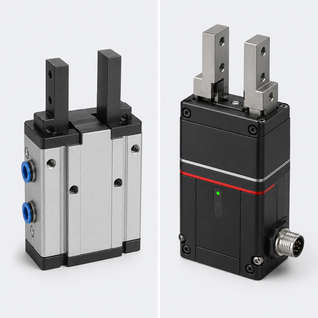 Ejemplificación de grippers neumáticos vs grippers eléctricos.